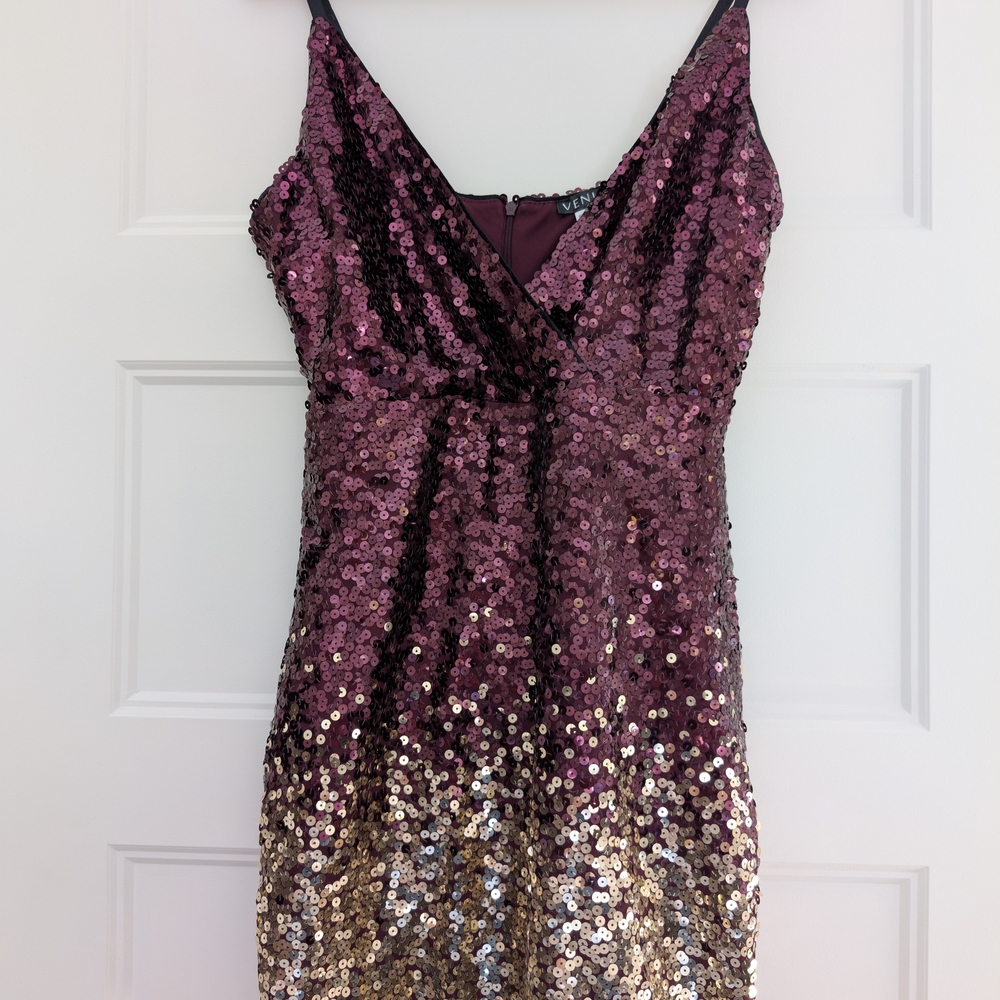 VENUS Sequin Mini Dress in Purple and Gold